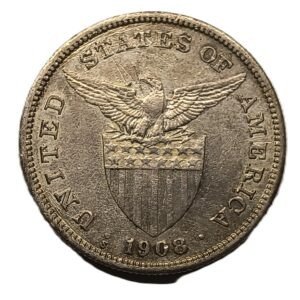Peso de 1908 de Filipinas reverso
