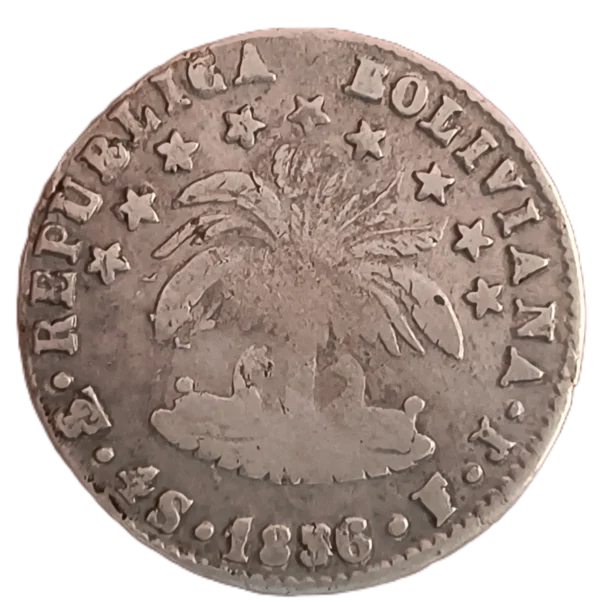 moneda de 4 Soles de Bolivia de 1856