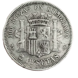 2 Pesetas 1870 18-74 BC+ Limpiada reverso
