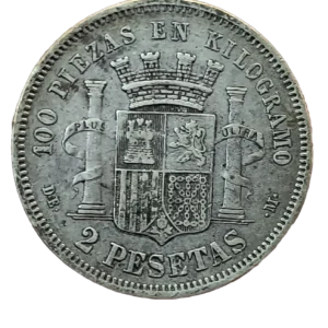 2 Pesetas 1870 18-74 MBC+ reverso