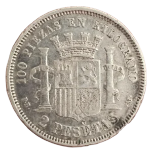 2 Pesetas 1870 18-75 MBC+ reverso