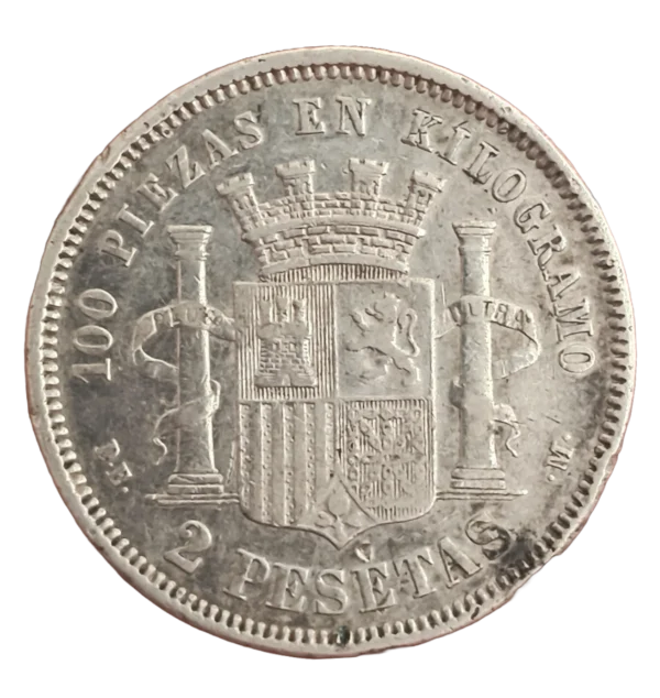 2 Pesetas 1870 18-75 MBC+ - Imagen 2