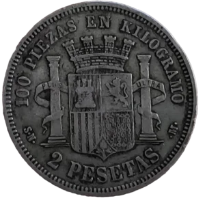 2 Pesetas 1870 18-70 MBC- reverso