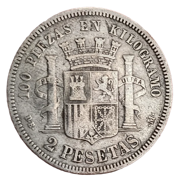 2 Pesetas 1870 xx-73 BC+ - Imagen 2