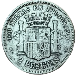 2 Pesetas 1870 xx-73 BC+ reverso