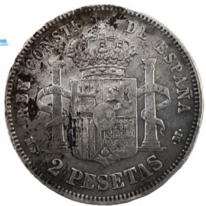 2 Pesetas España 1884 MBC reverso