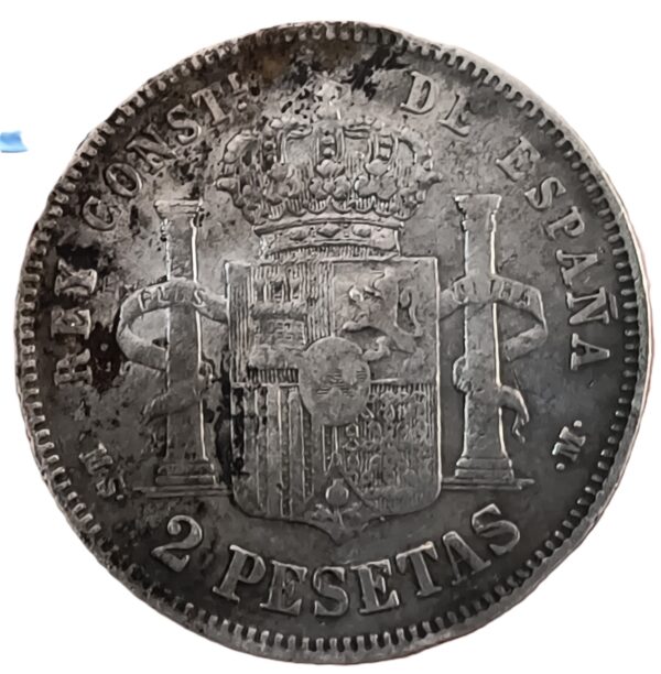 2 Pesetas España 1884 MBC- - Imagen 2