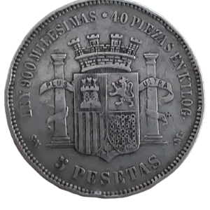 5 Pesetas 1870 18-70 BC+ reverso