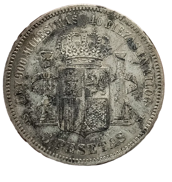 5 Pesetas 1871 18-71 MBC Chopmarcks - Imagen 2