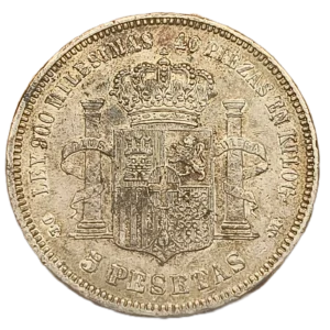 5 Pesetas 1871 18-74 MBC+/EBC- reverso