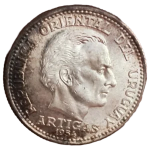 20 Centimos Uruguay 1954 SC reverso