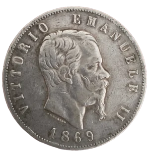 5 Liras 1869 Victor Emmanuel II MBC-