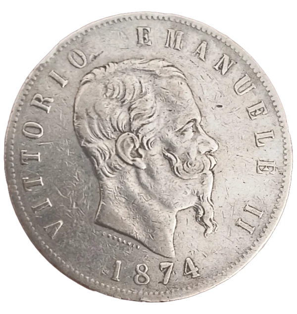 5 Liras 1874 Victor Emmanuel II MBC-