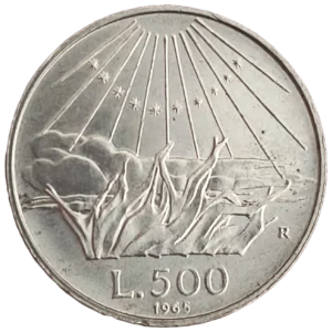 500 Liras Dante 1965 EBC reverso