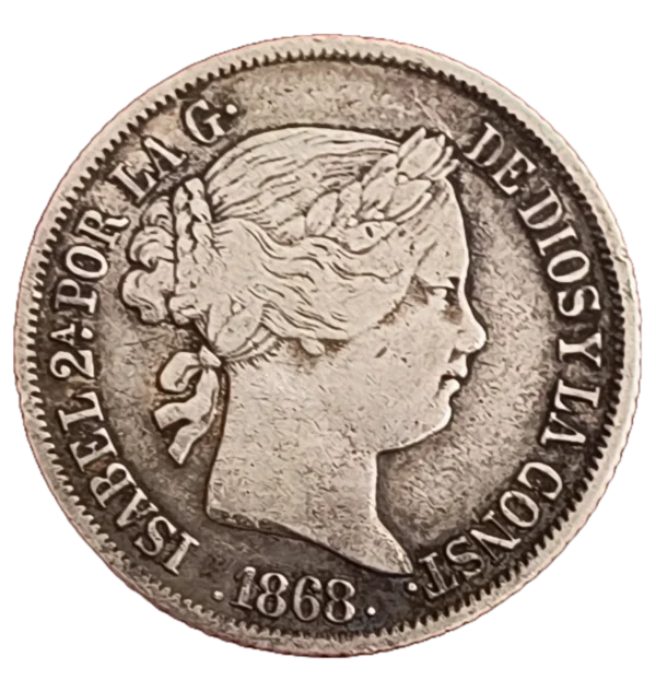 20 Centavos de Peso Filipinas 1868 Isabel II