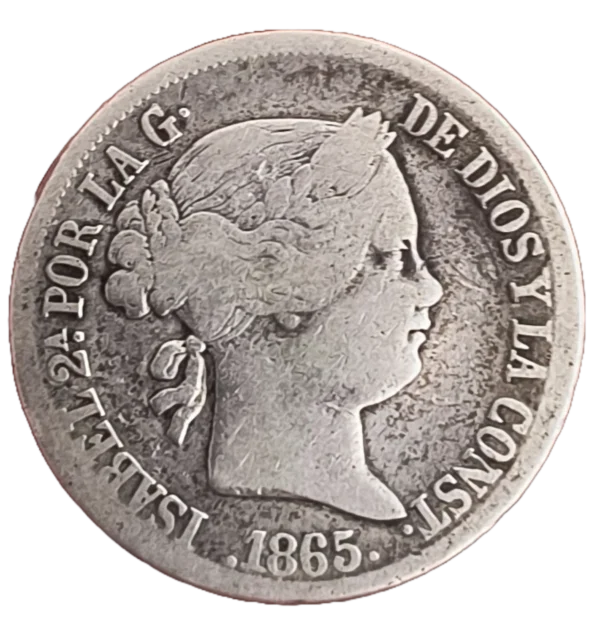 20 centavos de peso 1865 Isabel II