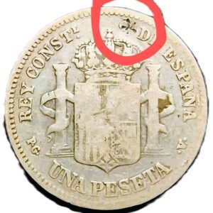 1 Peseta España 1894 BC (chopmark) reverso