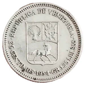1/2 Bolívar Venezuela 1954 MBC- reverso