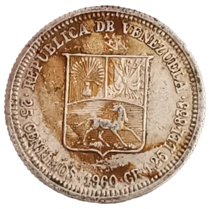 1/4 Bolívar Venezuela 1960 EBC+ reverso