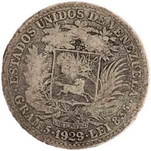 1 Bolívar Venezuela 1929 MBC- reverso
