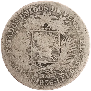 1 Bolívar Venezuela 1936 BC+ reverso
