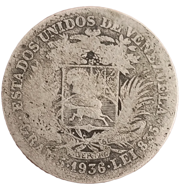 1 Bolívar Venezuela 1936 BC+ - Imagen 2