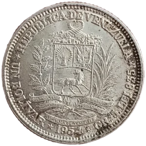 1 Bolívar Venezuela 1954 SC- reverso