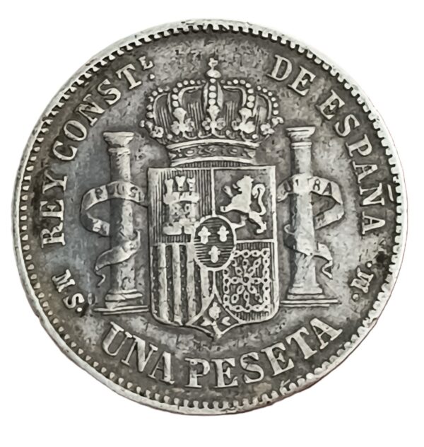 1 Peseta España 1885 MBC+ - Imagen 2