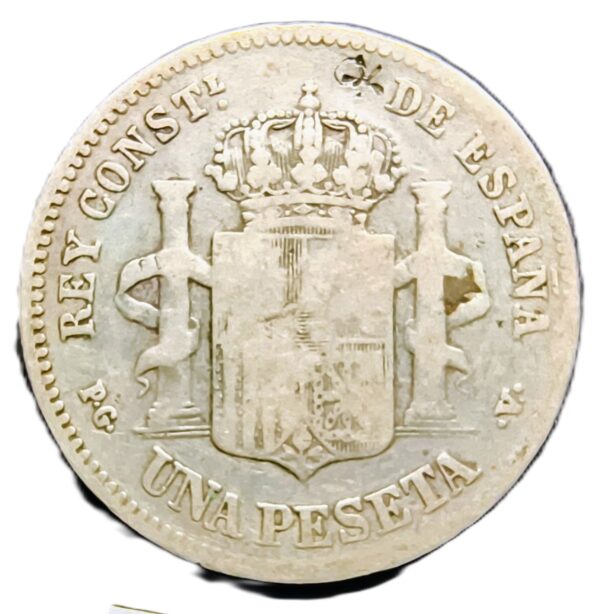 1 Peseta España 1894 BC (chopmark) - Imagen 3