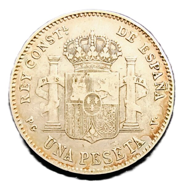 1 Peseta España 1896 MBC+ - Imagen 2