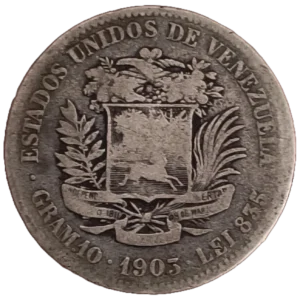 2 Bolívares Venezuela 1903 MBC- reverso