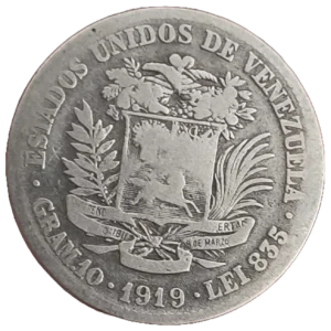 2 Bolívares Venezuela 1919 BC+ reverso