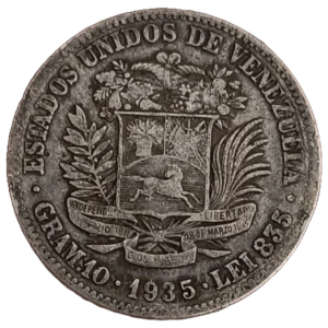 2 Bolívares Venezuela 1935 MBC reverso