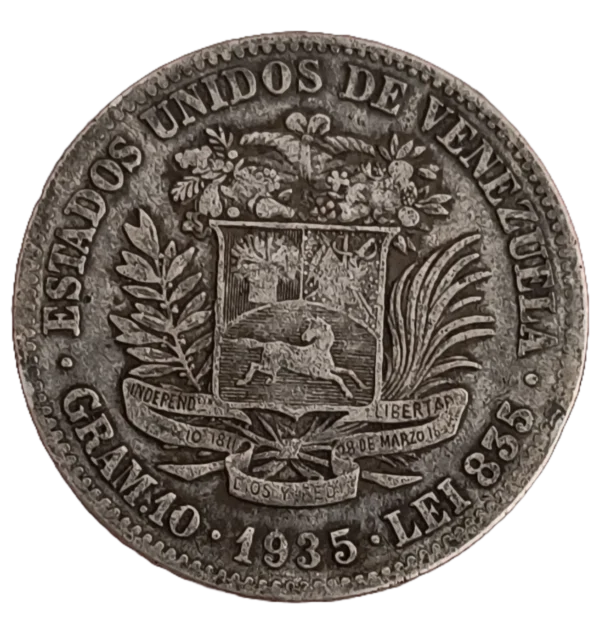 2 Bolívares Venezuela 1935 MBC - Imagen 2