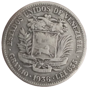 2 Bolívares Venezuela 1936 MBC+ reverso