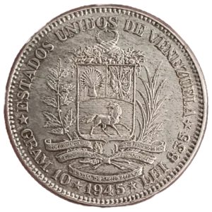 2 Bolívares Venezuela 1945 EBC+ reverso