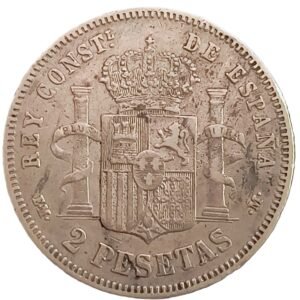 2 Pesetas España 1879 MBC+ reverso