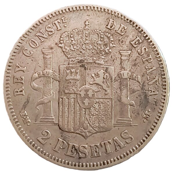 2 Pesetas España 1879 MBC+ - Imagen 2