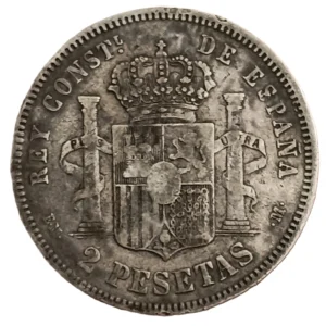 2 Pesetas España 1879 MBC reverso