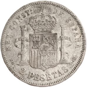 2 Pesetas España 1879 EBC-/MBC+ reverso