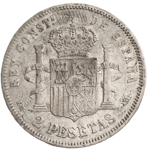 2 Pesetas España 1879 EBC-/MBC+ - Imagen 2