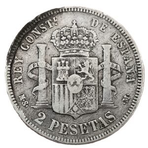 2 Pesetas España 1881 BC+ reverso