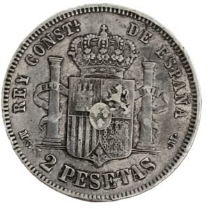2 Pesetas España 1882 reverso