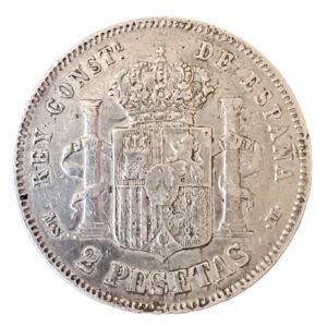 2 Pesetas España 1882 MBC reverso