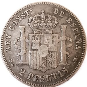 2 Pesetas España 1883 BC+ reverso