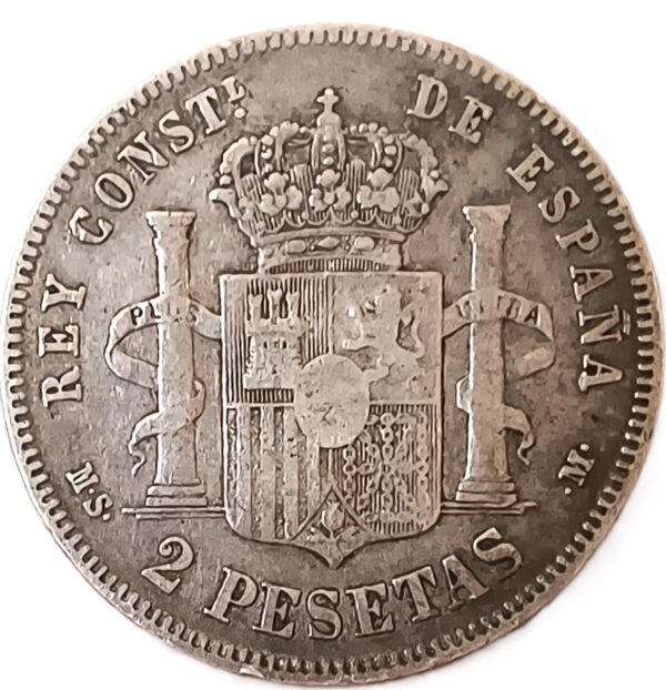 2 Pesetas España 1883 MBC- - Imagen 2