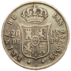 20 Centavos de Peso 1868 EBC- reverso