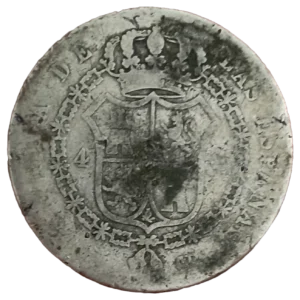 4 Reales 1848 BC- con exceso de peso reverso