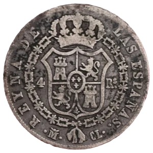 4 Reales 1849 BC+/MBC- reverso