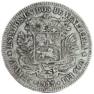5 Bolívares Venezuela 1935 MBC+ reverso